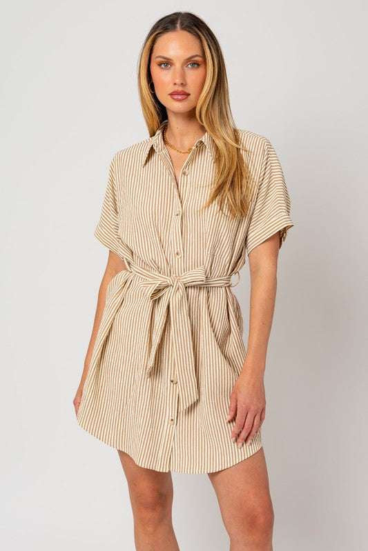 Half Sleeve Button Down Shirt Dress | Nursing Friendly Milk & Baby