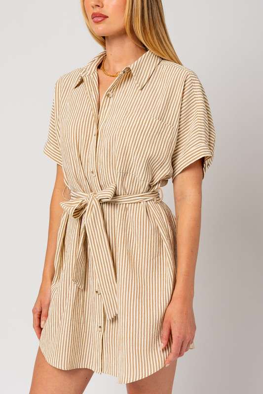 Half Sleeve Button Down Shirt Dress | Nursing Friendly Milk & Baby