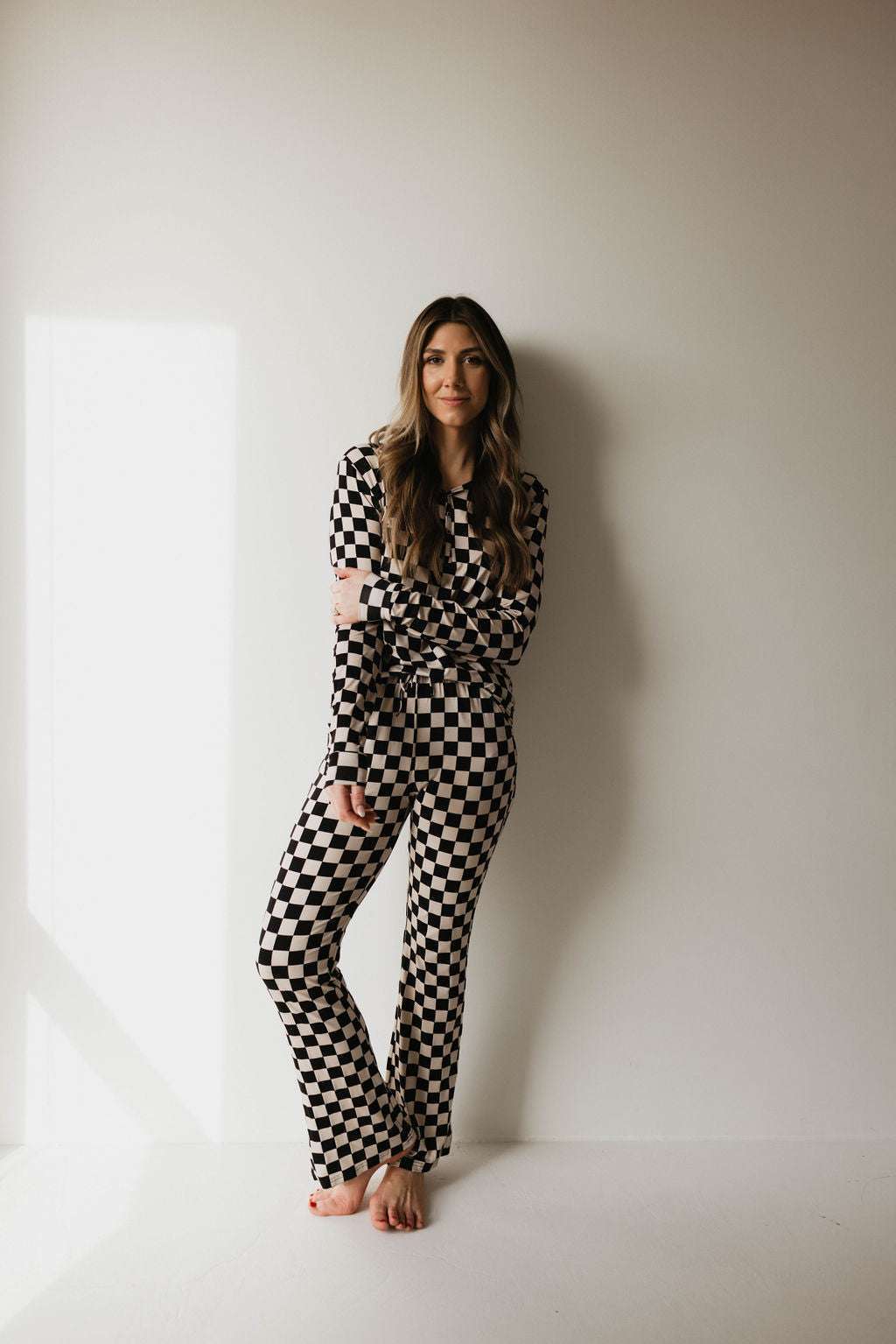 Black Checkerboard | Women's Bamboo Pajamas Milk & Baby