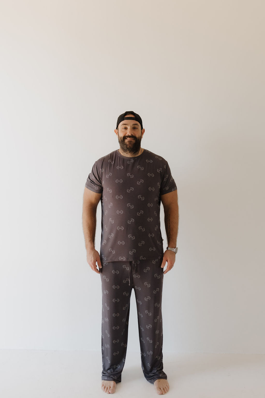 Charcoal Arm Day | Bamboo Men's Short Sleeve Pajama | Milk & Baby