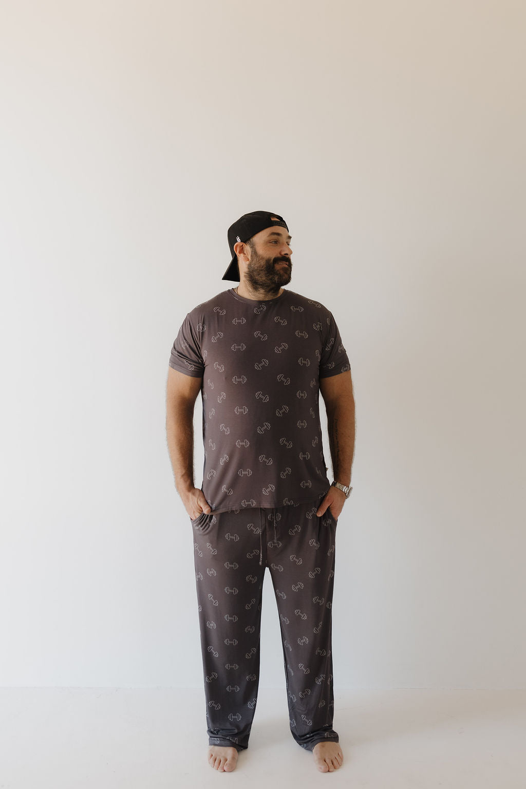 Charcoal Arm Day | Bamboo Men's Short Sleeve Pajama | Milk & Baby