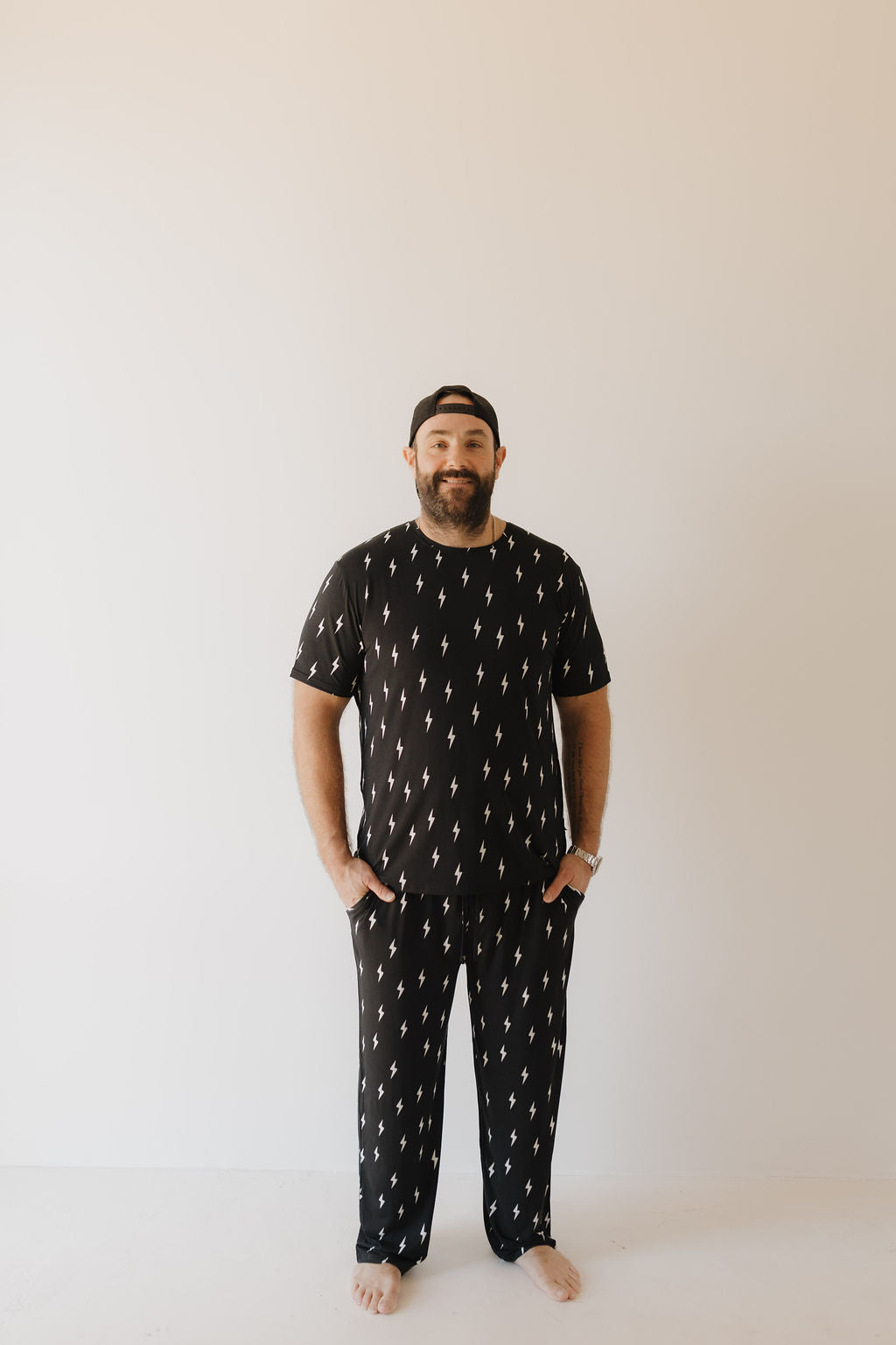 Midnight Lightning Bolt | Men's Bamboo Short Sleeve Pajama | Milk & Baby