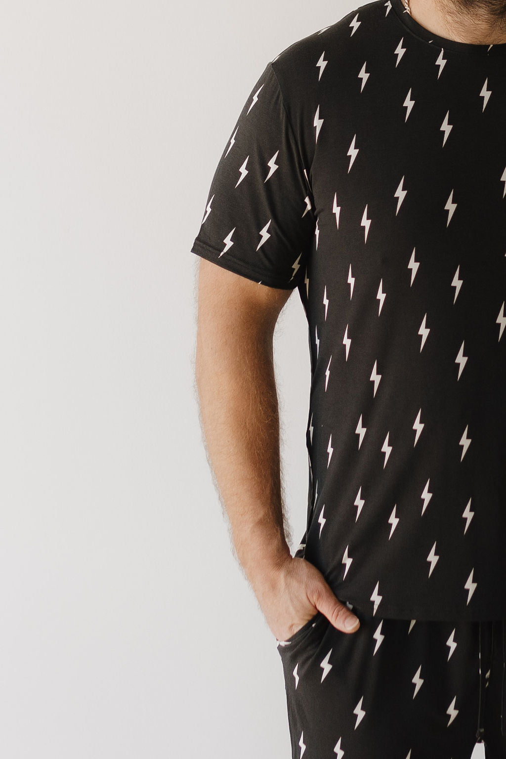 Midnight Lightning Bolt | Men's Bamboo Short Sleeve Pajama | Milk & Baby