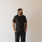 Midnight Lightning Bolt | Men's Bamboo Short Sleeve Pajama | Milk & Baby