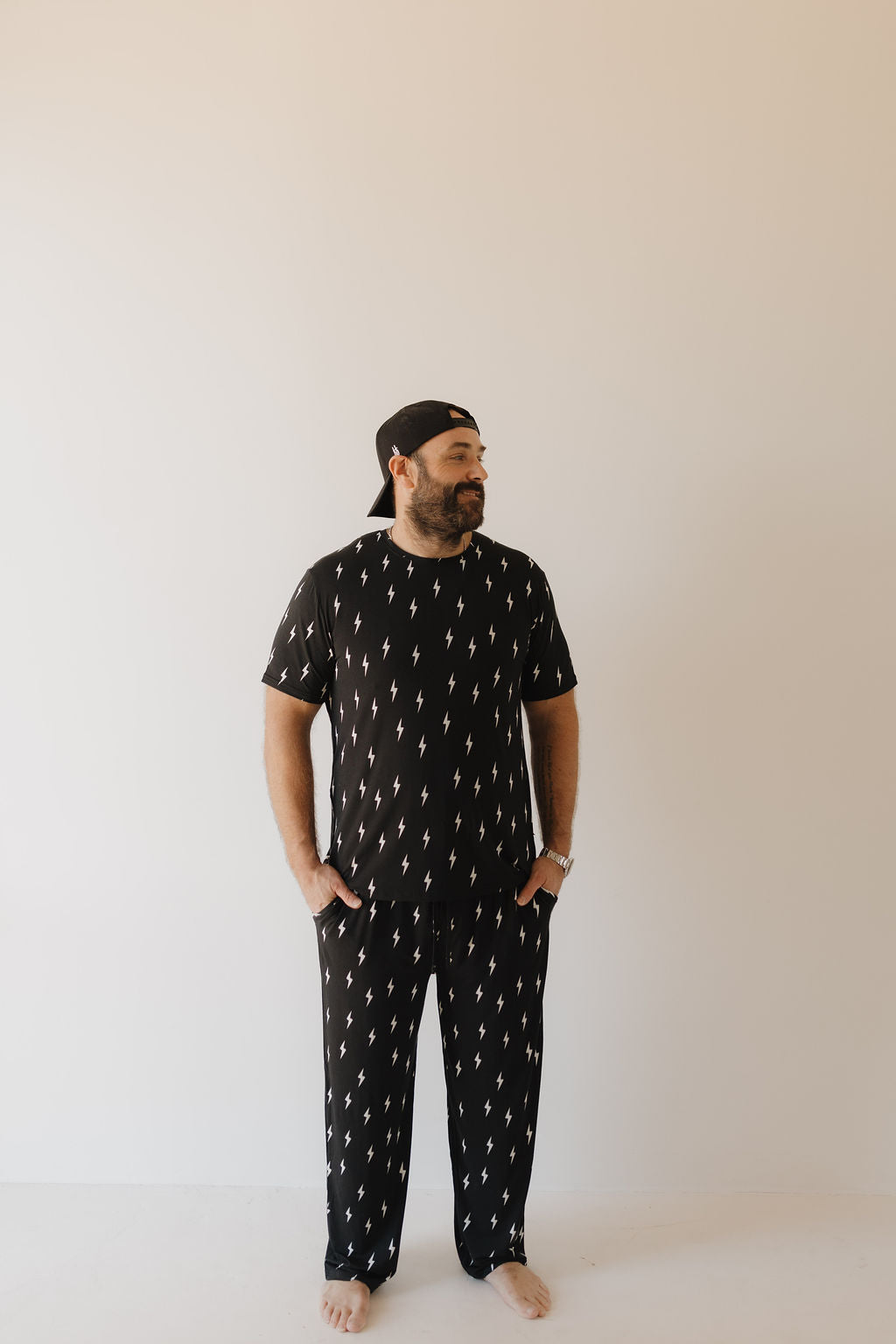 Midnight Lightning Bolt | Men's Bamboo Short Sleeve Pajama | Milk & Baby