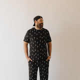 Midnight Lightning Bolt | Men's Bamboo Short Sleeve Pajama | Milk & Baby