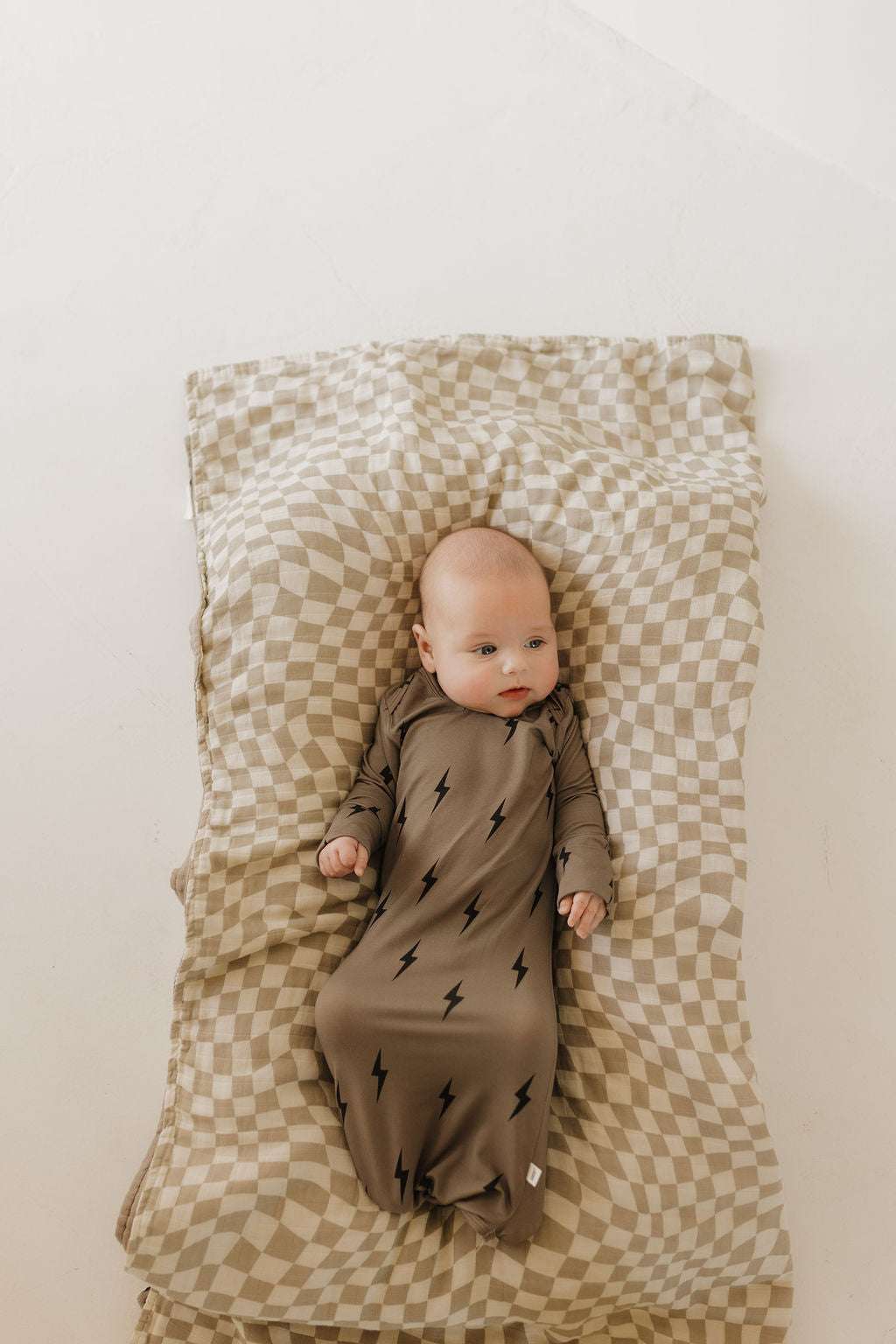 Brown & Black Lightning Bolt | Bamboo Knotted Gown Milk & Baby