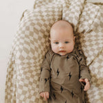 Brown & Black Lightning Bolt | Bamboo Knotted Gown Milk & Baby