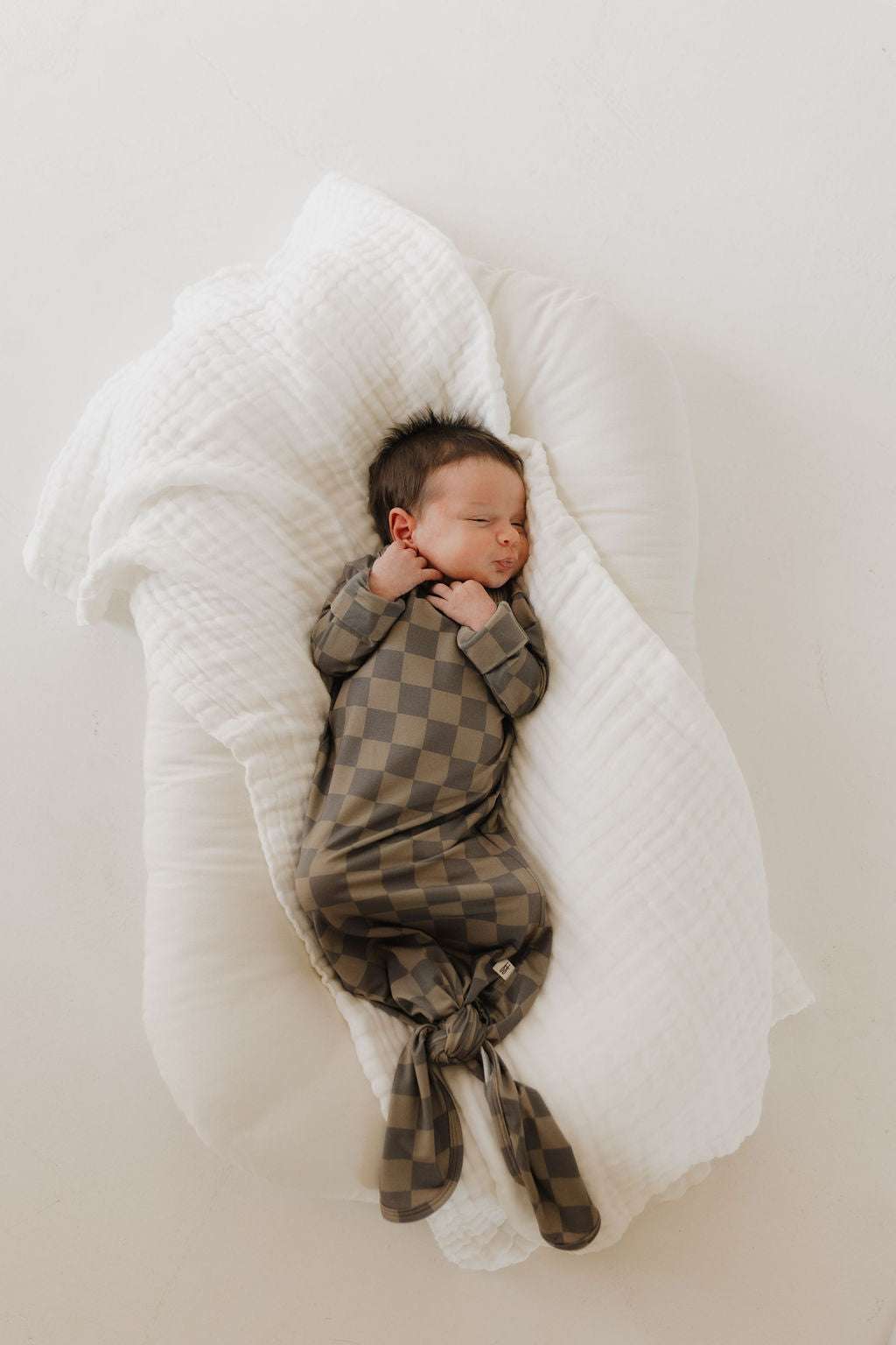 Faded Brown Checkerboard | Bamboo Knotted Gown Milk & Baby