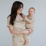 Tan Ribbed | Bamboo Zip Romper | Milk & Baby