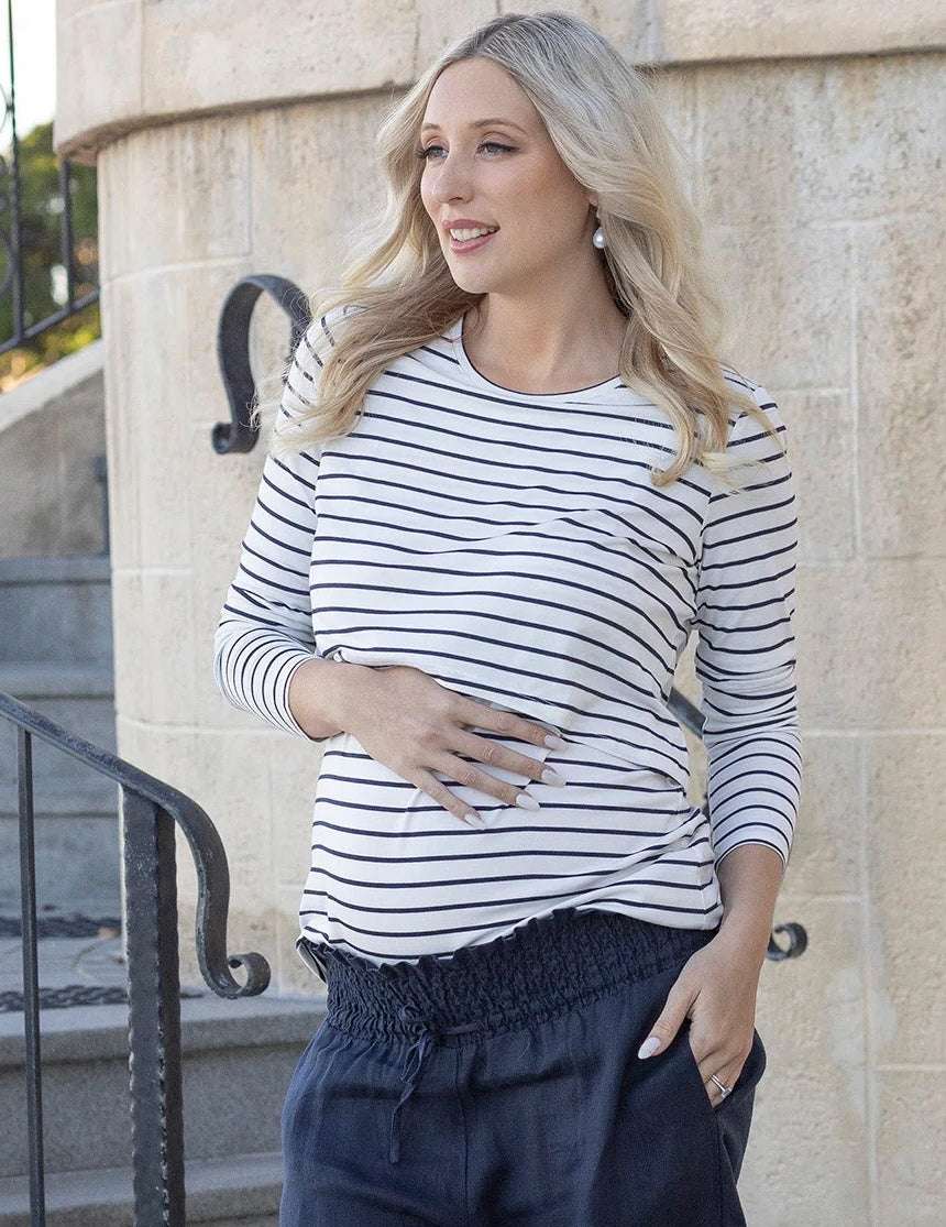 Leonie Maternity/Nursing Navy Stripe Top Milk & Baby