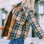 Women Plaid Buttoned Shirt Milk & Baby