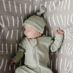 Sage Organic Ribbed Newborn Knot Hat Milk & Baby