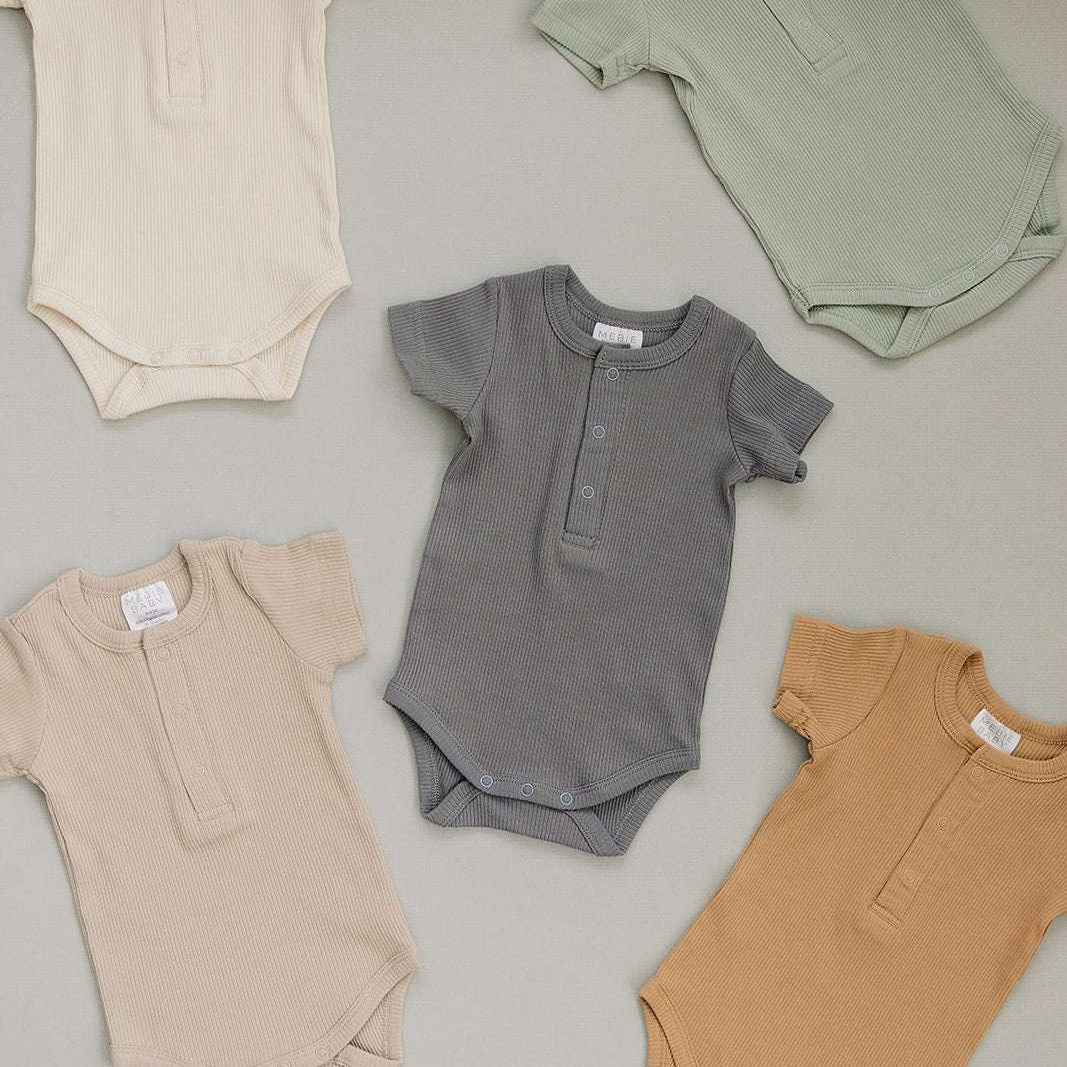 Sage Organic Cotton Ribbed Snap Bodysuit Milk & Baby