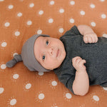 Grey Organic Ribbed Newborn Knot Hat Milk & Baby