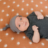 Grey Organic Ribbed Newborn Knot Hat Milk & Baby