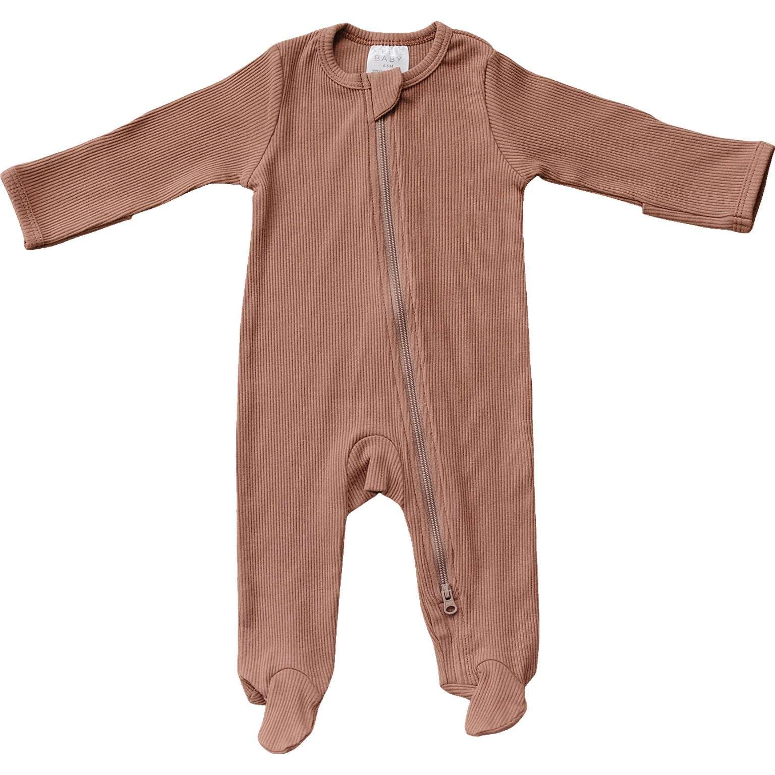 Dusty Rose Organic Cotton Ribbed Zipper Milk & Baby