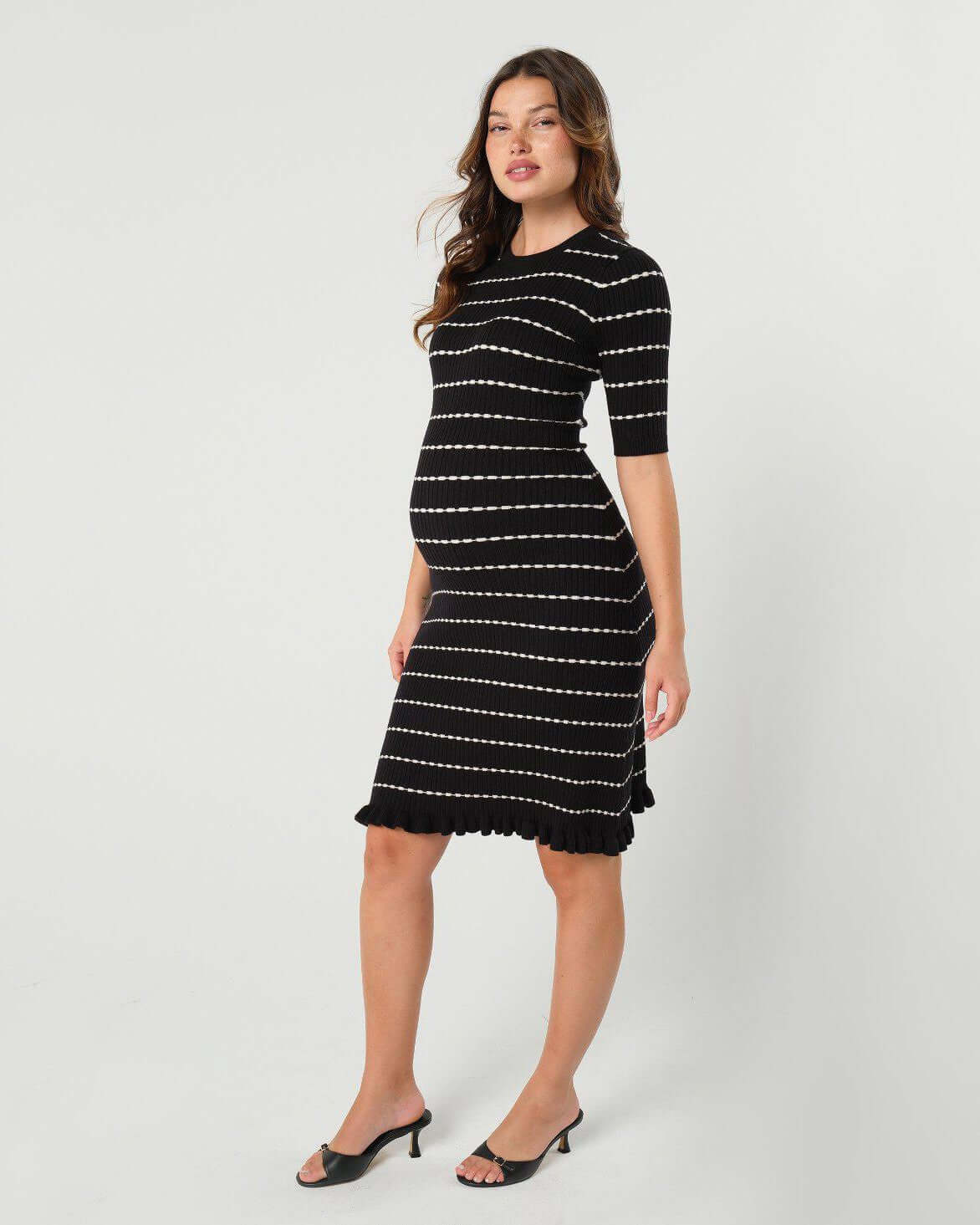 Louie Striped Knit Maternity & Nursing Dress | Milk & Baby