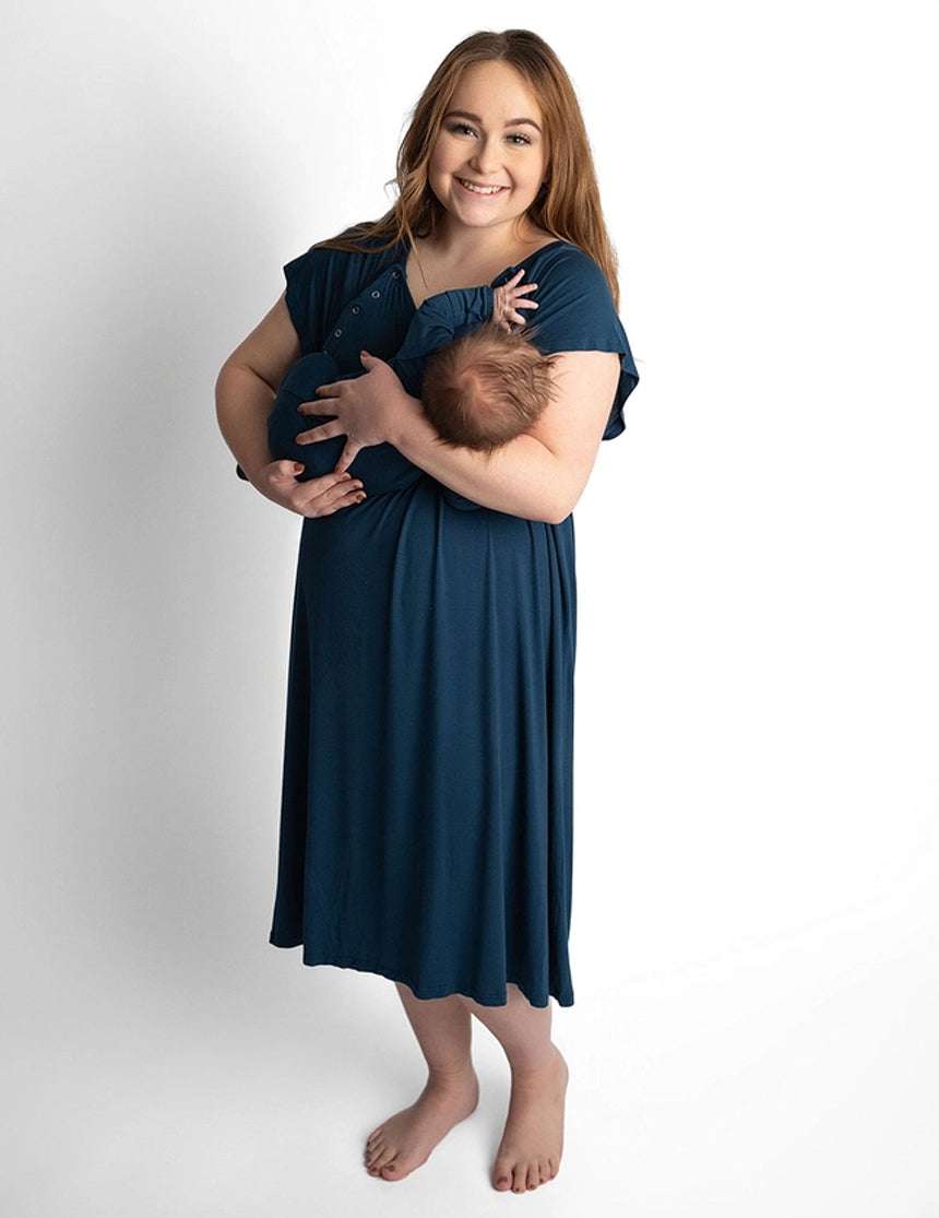 Mommy & Baby Knotted Gown Hospital Bundle | Navy Milk & Baby