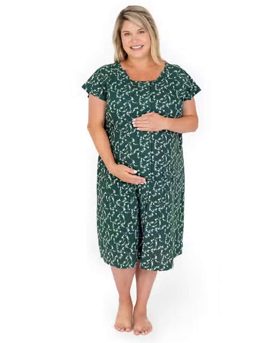 Universal Labor and Delivery Gown in Evergreen Blossom