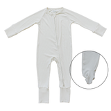 Cream Ribbed Bamboo Zipper | Milk & Baby