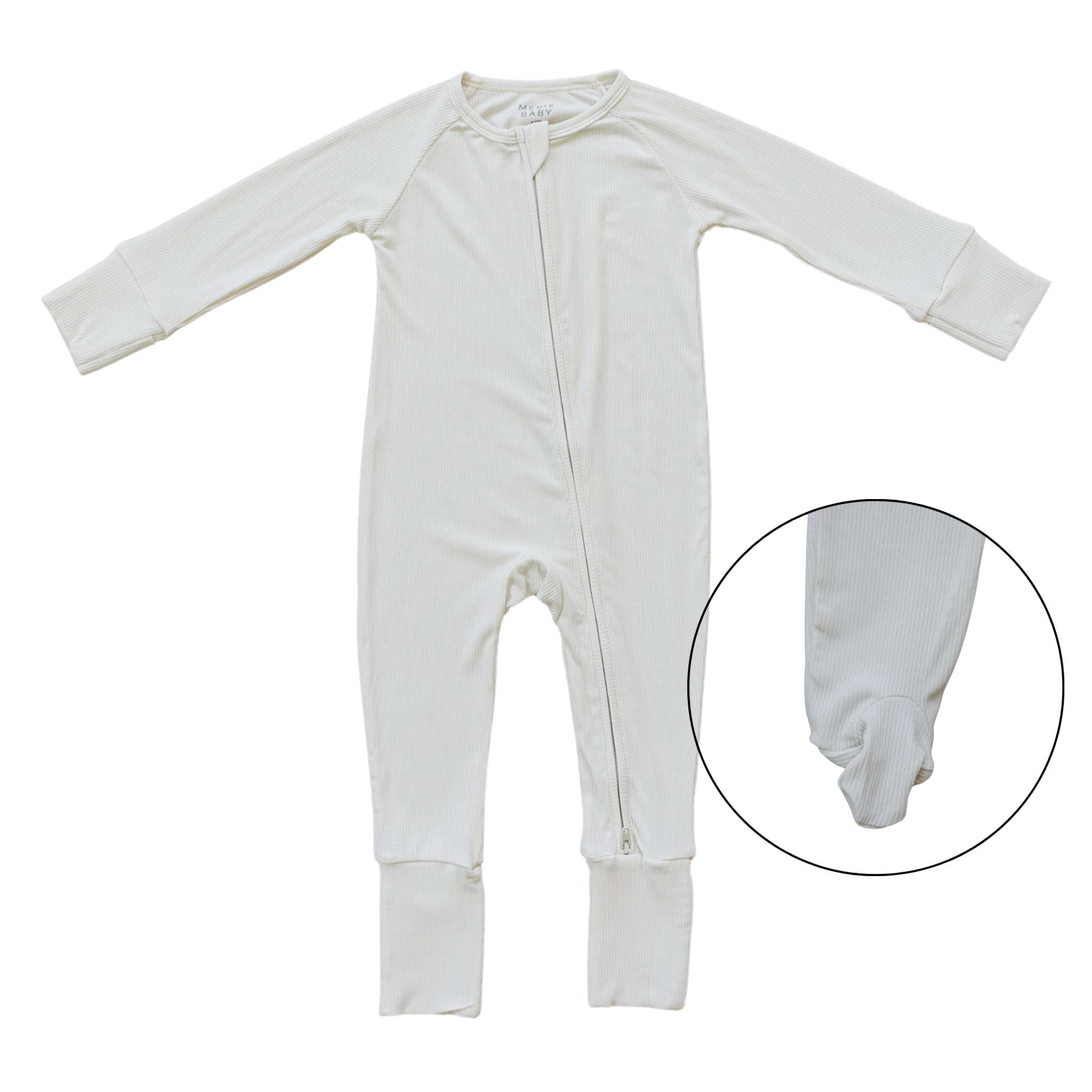 Cream Ribbed Bamboo Zipper Milk & Baby