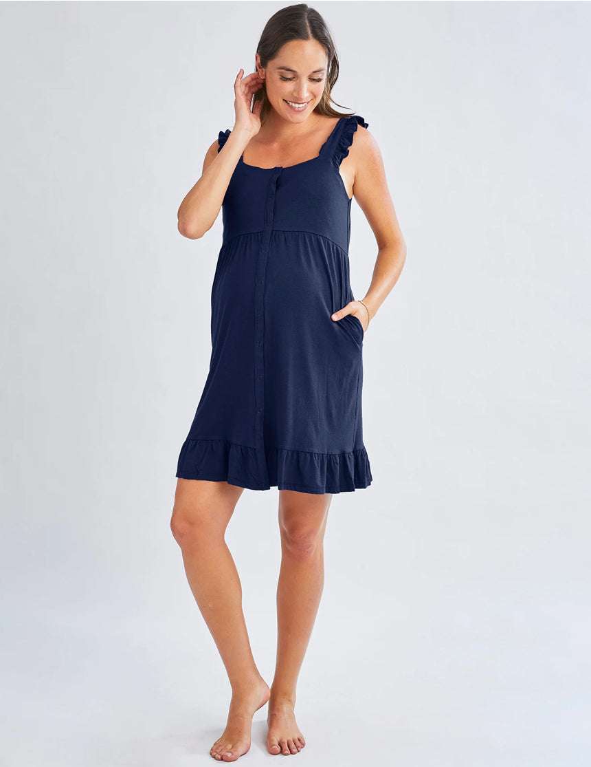 Grace Labor & Nursing Nightgown | Navy Milk & Baby