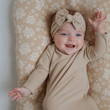 Tan Ribbed | Bamboo Knotted Gown | Milk & Baby