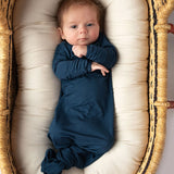 Navy Knotted Newborn Gown