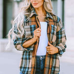 Women Plaid Buttoned Shirt Milk & Baby