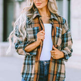 Women Plaid Buttoned Shirt Milk & Baby