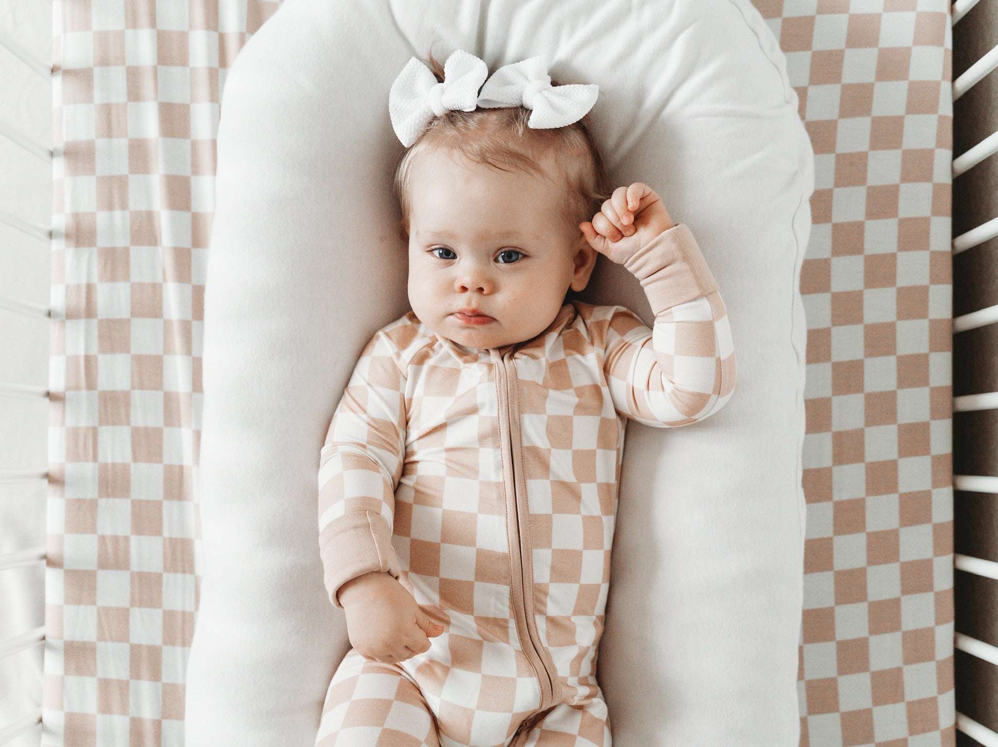 Sandy Checkers Dream Romper Milk & Baby