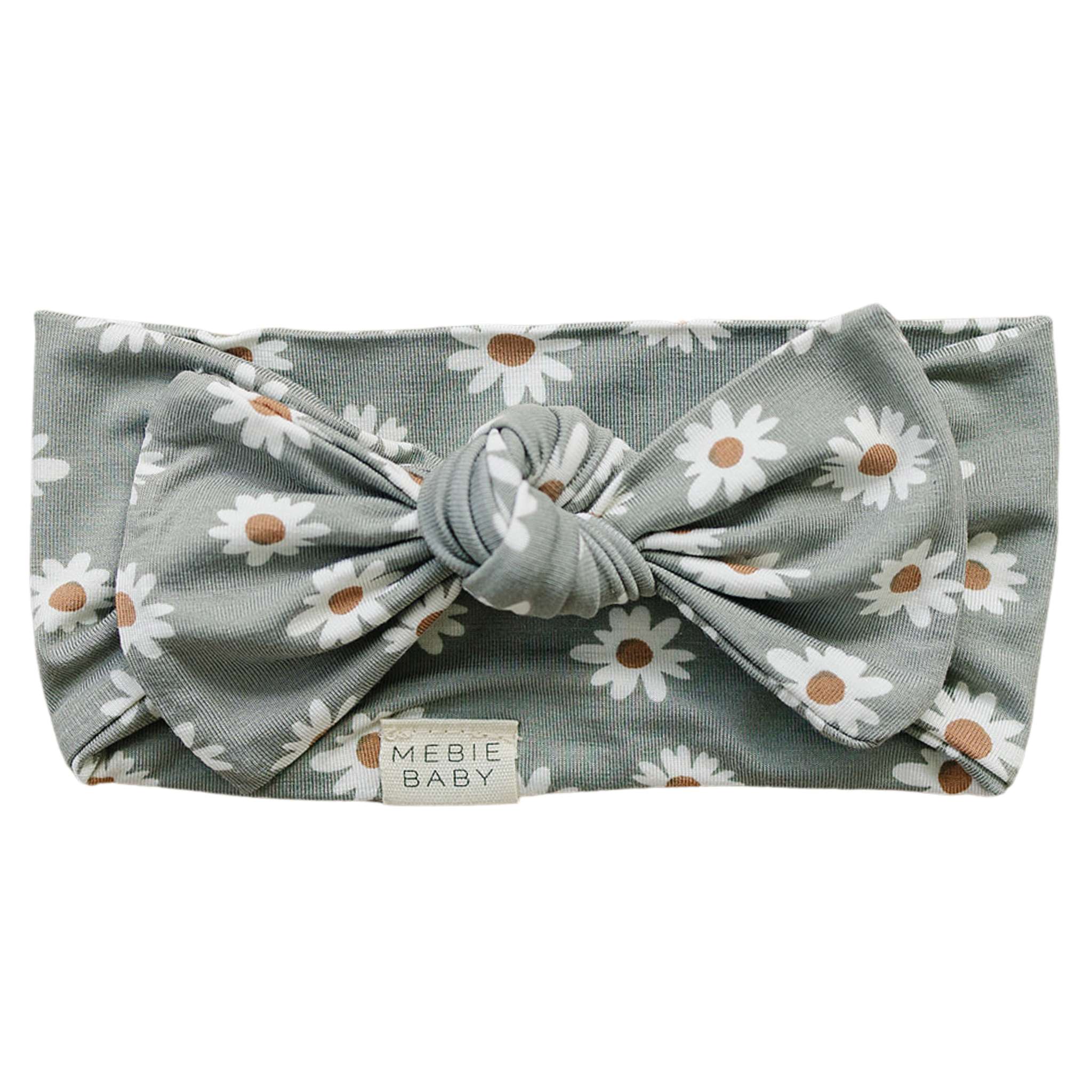 Light Green Daisy Bamboo Head Wrap Milk & Baby