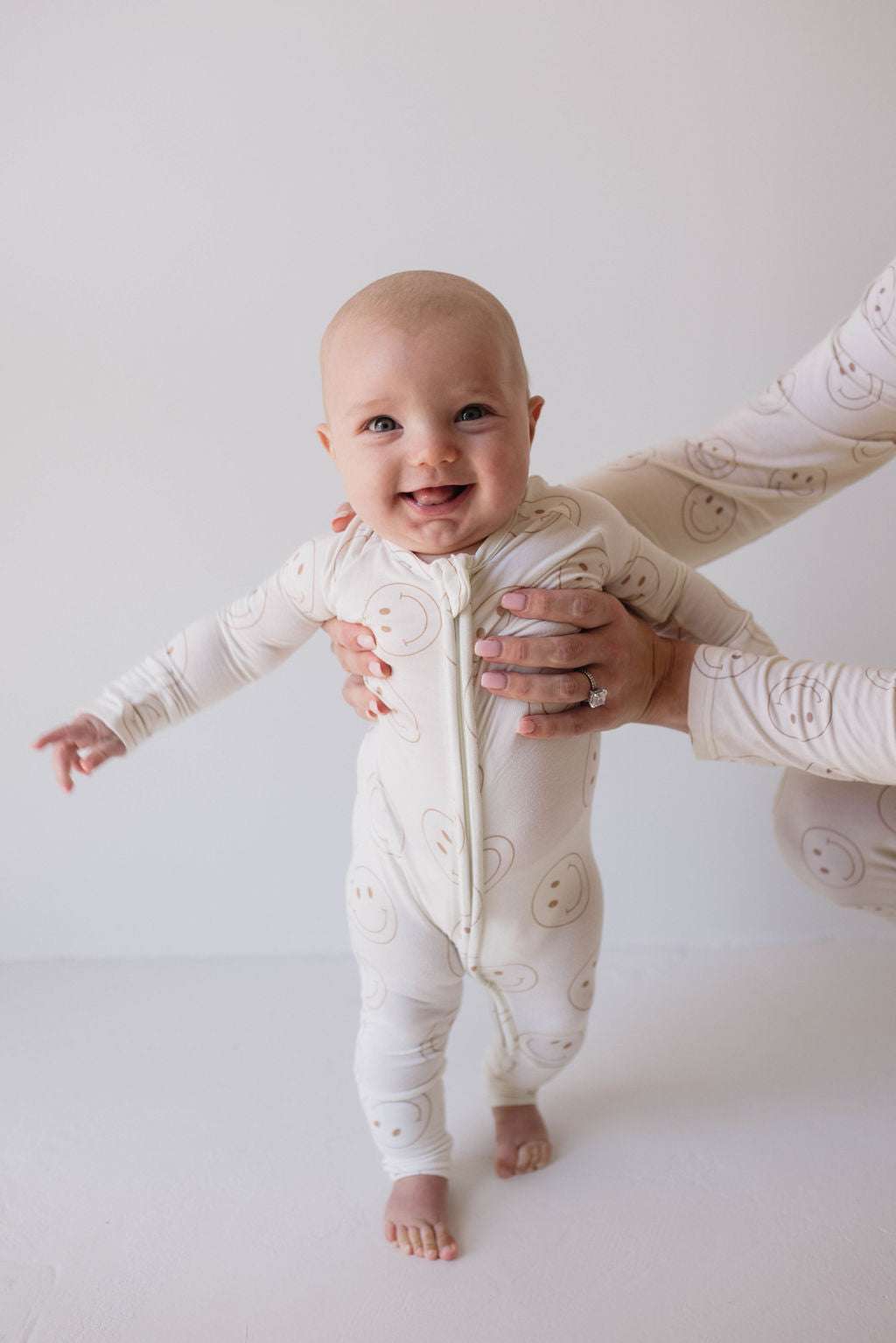 Just Smile | Bamboo Zip Pajamas Milk & Baby