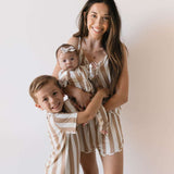 Kal Stripe | Bamboo Zip Pajamas Milk & Baby