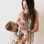 Kal Stripe | Bamboo Zip Pajamas Milk & Baby