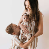 Kal Stripe | Bamboo Zip Pajamas Milk & Baby