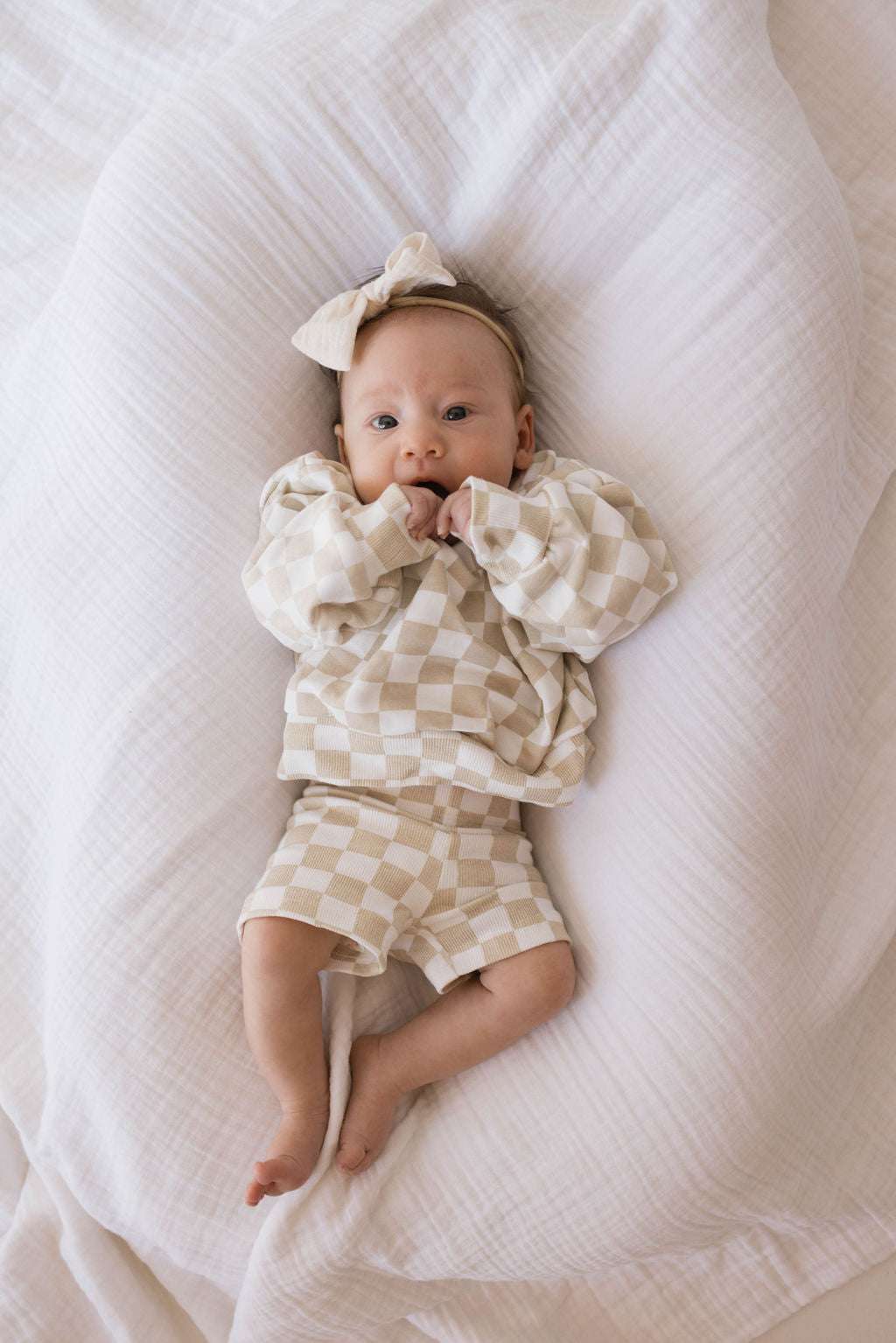 Chai Checkerboard | Children's Long Sleeve Short Set Milk & Baby