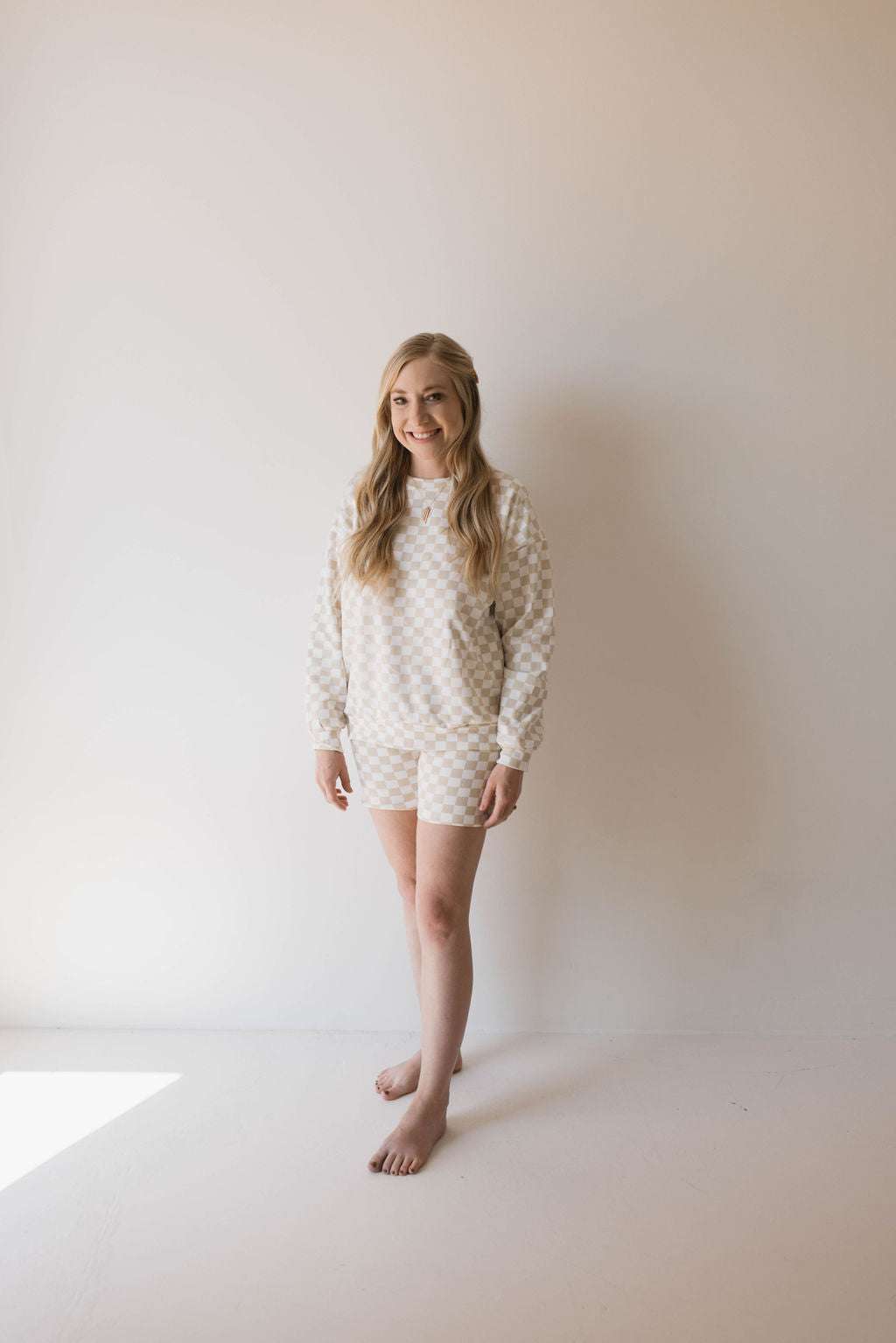 Chai Checkerboard | Long Sleeve Short Set Milk & Baby