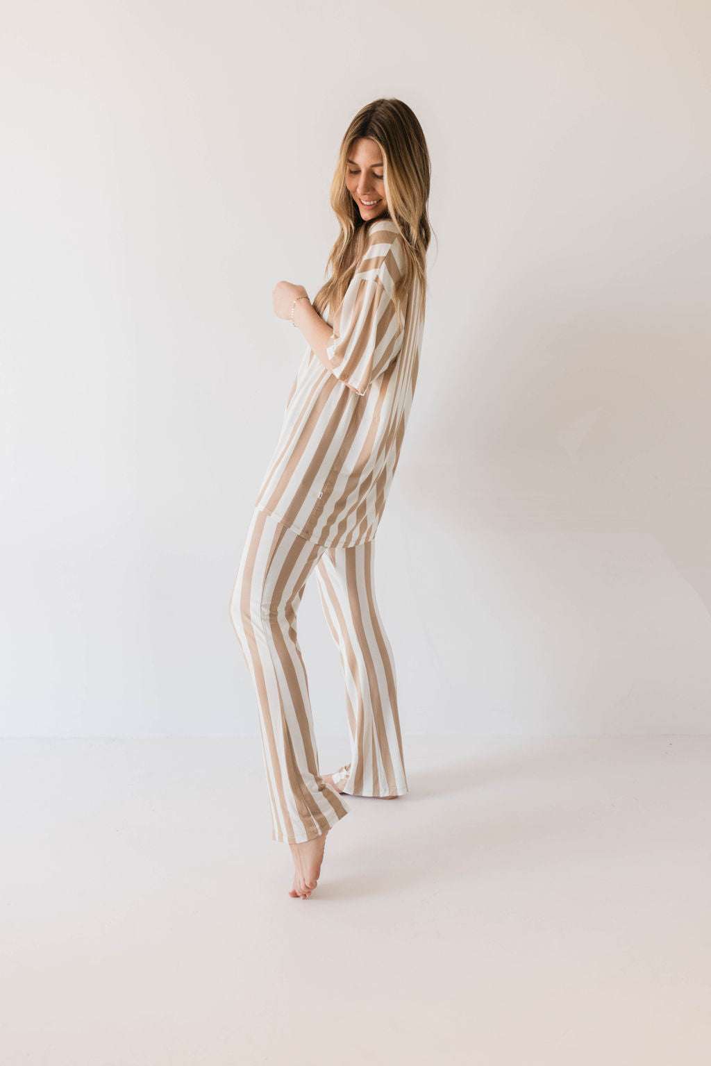 Kal Stripe | Nursing Friendly Pajamas Milk & Baby