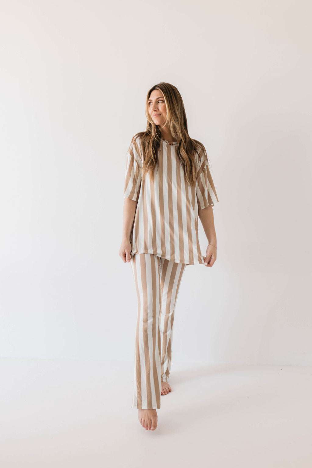 Kal Stripe | Nursing Friendly Pajamas Milk & Baby