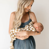 Olive Checkerboard | Bamboo Knotted Gown | Milk & Baby