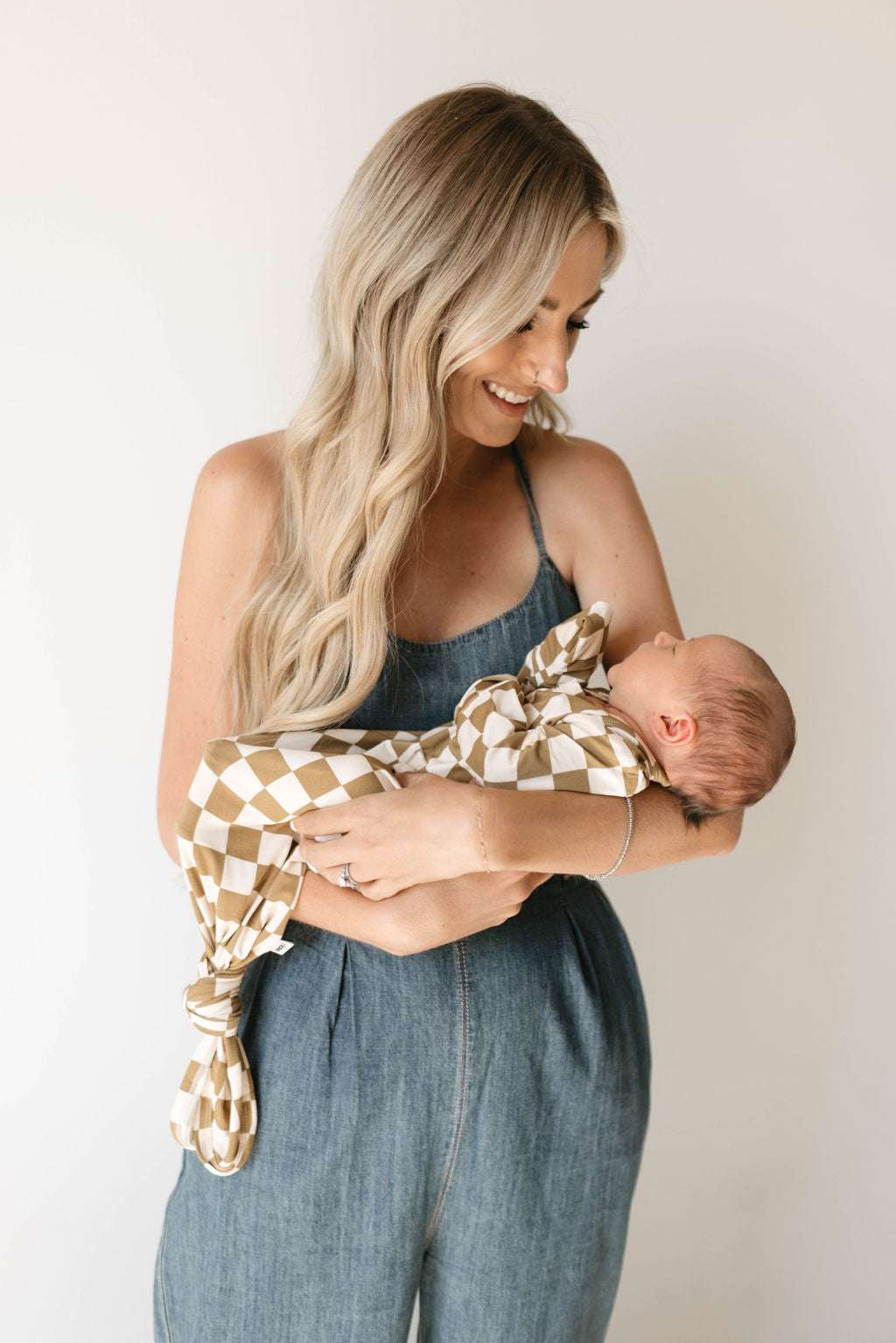 Olive Checker | Bamboo Knotted Gown Milk & Baby