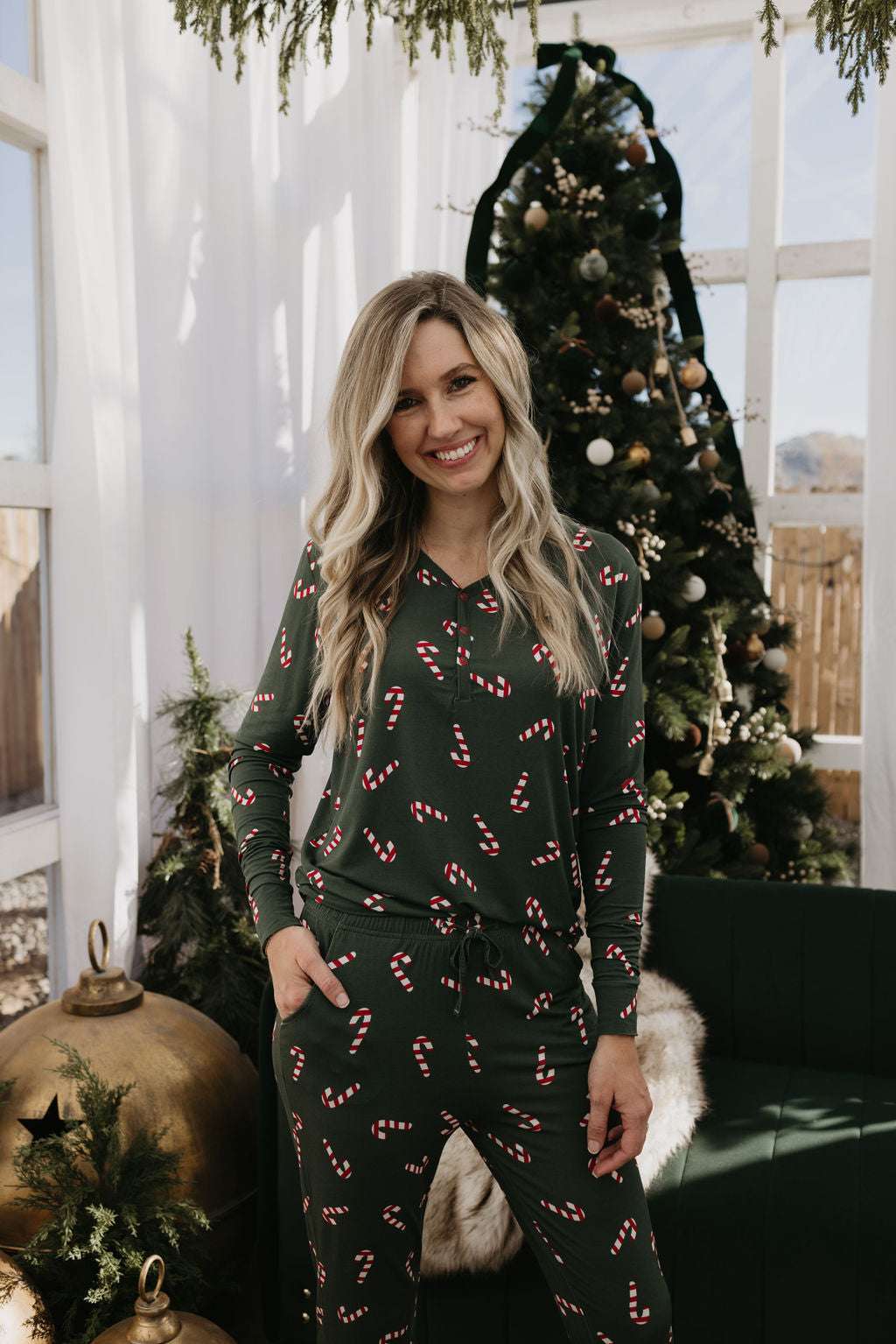 Candy Cane Lane | Women's Bamboo Pajamas Milk & Baby