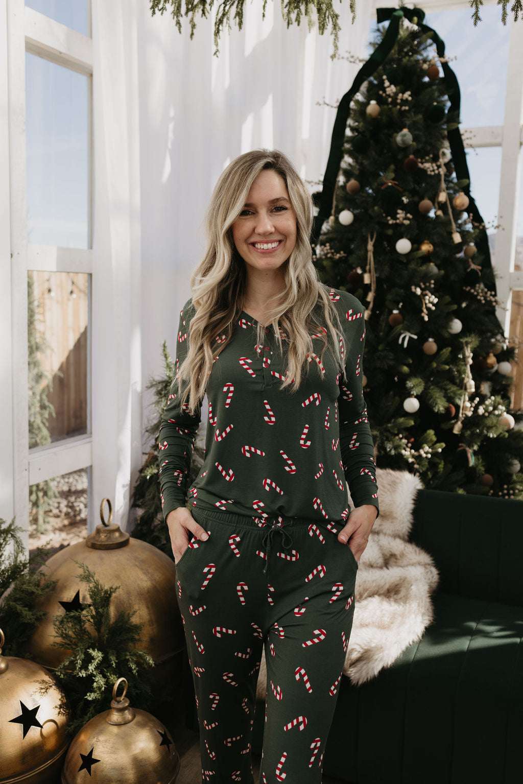 Candy Cane Lane | Women's Bamboo Pajamas Milk & Baby