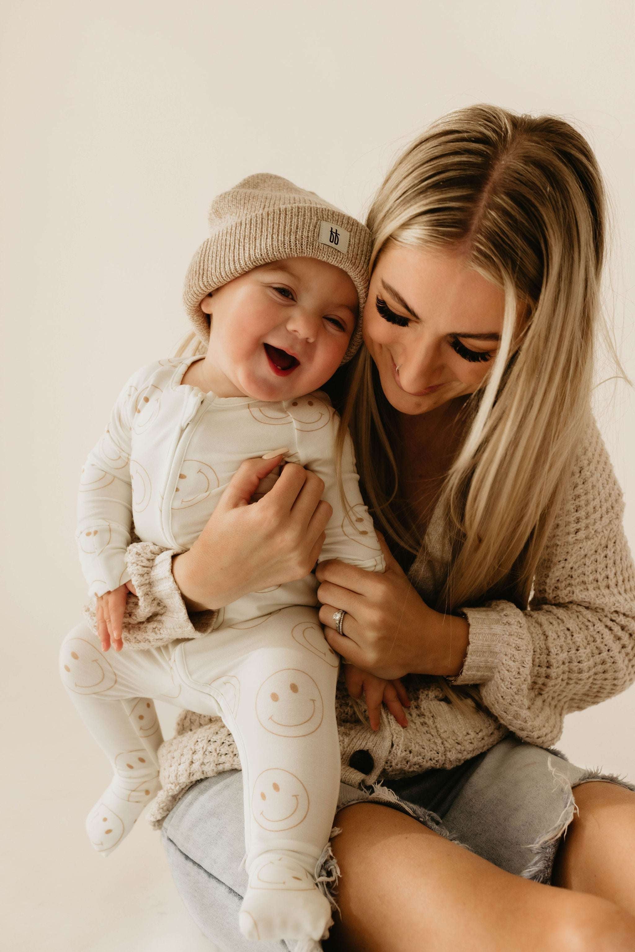 Just Smile | Bamboo Zip Pajamas Milk & Baby