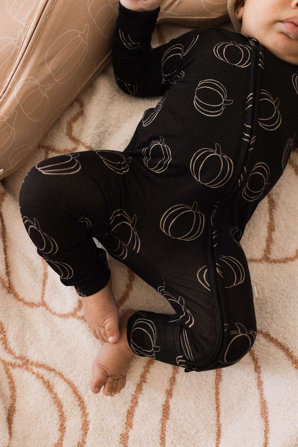 Midnight Pumpkin | Bamboo Zip Pajamas Milk & Baby