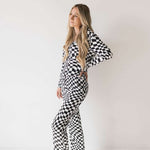 Black & White Wavy Checkerboard | Milk & Baby