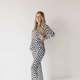 Black & White Wavy Checkerboard | Milk & Baby