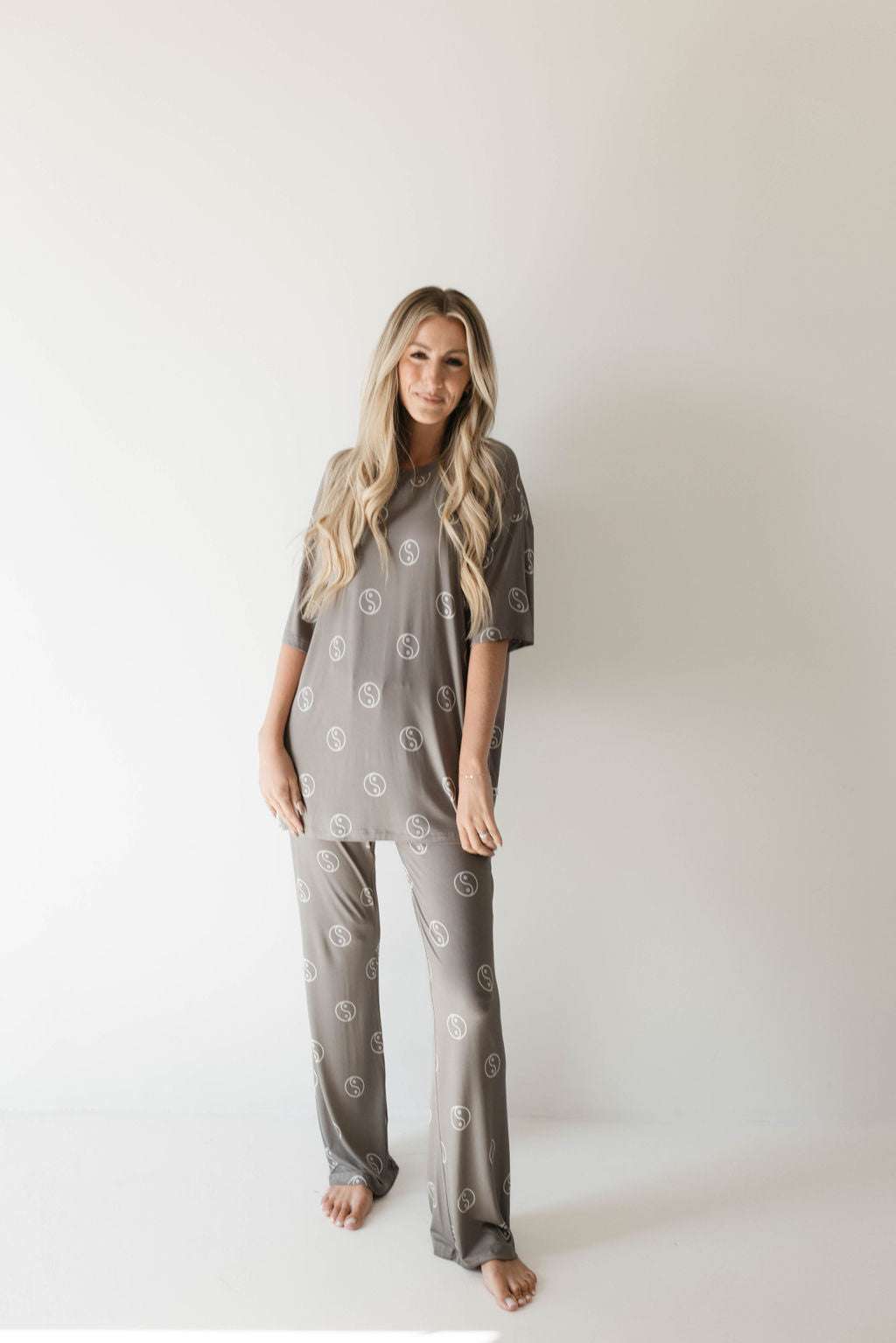 Sage Yin Yang | Short Sleeve Women's Bamboo Pajamas | Milk & Baby 